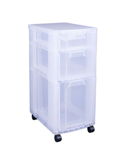 Really Useful Plastic Storage Box Storage Tower 1x7 Litre + 1x12 Litre + 1x25 Litre Clear Frame with Drawers - Image 3