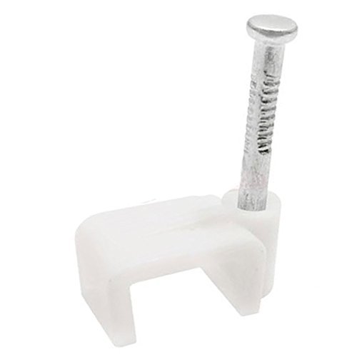 Merriway BH03594 (100 Pcs) Flat Cable Clip Twin And Earth, White 1 mm - Pack of 100 Pieces - Image 2