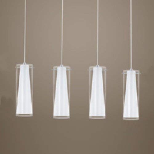 EGLO Pinto pendant lamp 4-flame pendant lamp material: steel colour: chrome glass: clear opal matt white socket: E27 - Image 4