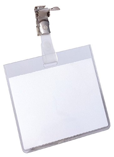 Durable Security Badge 60 x 90 mm with Clip Transparent, Pack of 25 Badges, Includes Blank Insert Cards