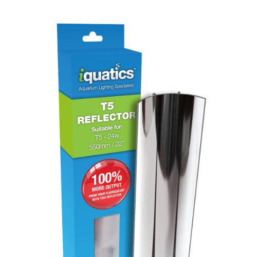 iQuatics T5 Aluminium Reflector-Increased output by up to 100%, 24W Single Pack, Black