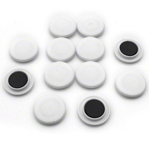 Large White Planning Office Magnets for Fridge Whiteboard, Noticeboard, Filing Cabinet - 40mm dia x 8mm high - Pack of 12