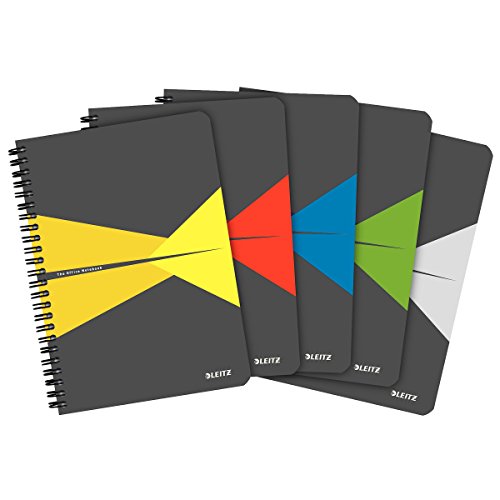 Esselte Leitz A5 Office Notepad, Laminated Card, Squared, 90 Sheets, Assorted Colours, 99 Collegeblock Office Card A5 kariert