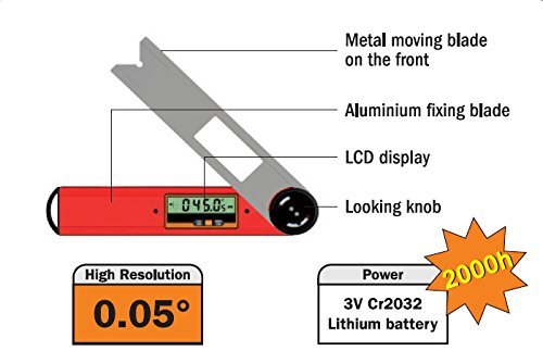 CMT DAF-001 Digital Angle Finder 0-360° (265X50X25mm), Grey - Image 2