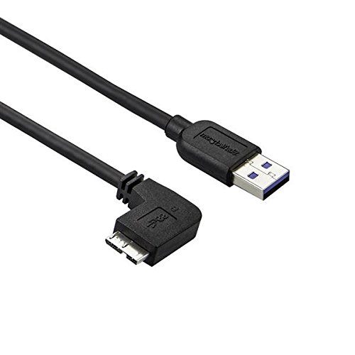 StarTech.com 2m 6 ft Slim Micro USB 3.0 Cable M/M, Left-Angle Micro-USB, USB 3.0 A to Micro B, Angled Micro USB