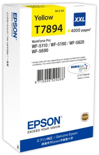 Epson T7894 Yellow Genuine, XXL High Yield Ink Cartridge DuraBrite Ultra, Super high