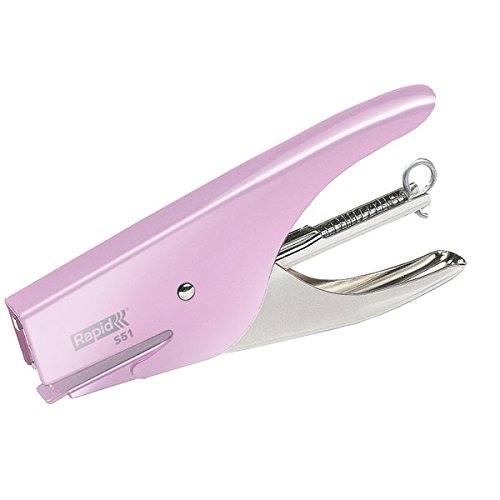 Rapid Retro S51 Stapling Pliers, 15 Sheet Capacity, Uses No. 21 Staples, Ergonomic Design, Metal, Strawberry Cream, 5000509