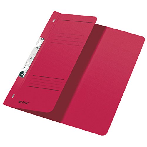 Esselte Leitz Hole Punched Folders 1/2 Front Cover-A4-Manila Cardboard-Red
