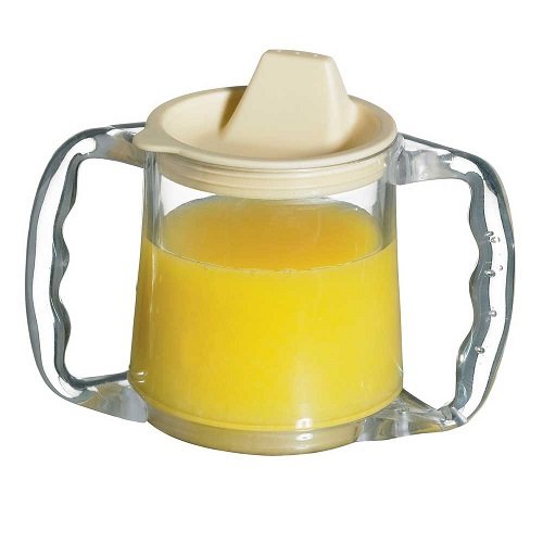 NRS Healthcare Two Handled Caring Mug Plastic - with Spout Lid, Transparent