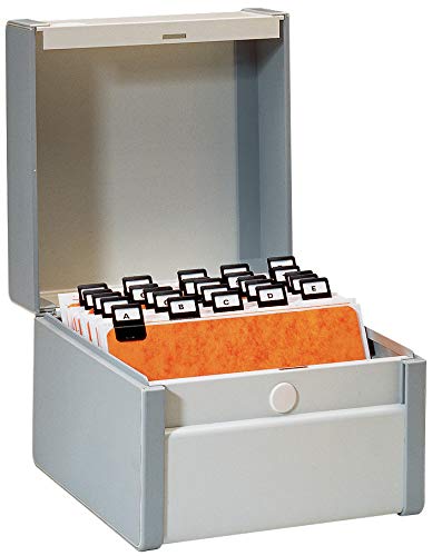 REXEL 3410300 Index File Box DIN A6 Portrait Grey Varnished, Gray, 173 x 108 x 190 mm - Image 2