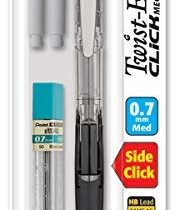 Pentel Twist-Erase Click Automatic Pencil with 2 Eraser Refills and Lead, 0.7mm, Assorted Barrels(Color May Vary)