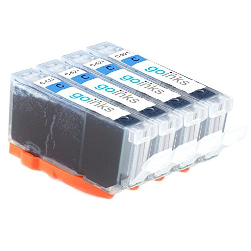 Go Inks C-521C Compatible Cyan Ink Cartridge to repalce Canon CLI-521C for use with Canon PIXMA Printers (Pack of 4)