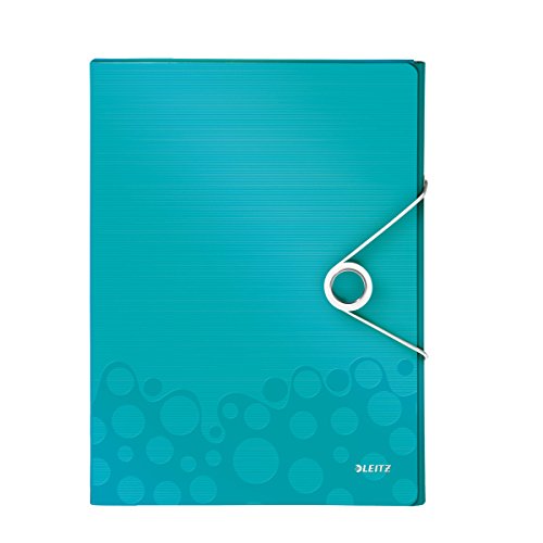 Leitz 46290051 Box File, Holds up to 250 A4 Sheets, Elastic Closure, Flexible Plastic, Ice blue Metallic, WOW Range - Image 2