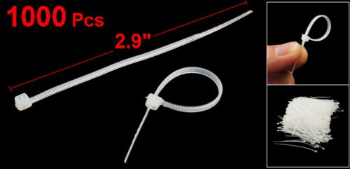 Sourcingmap 1000 Pcs White Plastic Cable Zip Tie Fasten Wrap 75mm x 2mm - Image 2