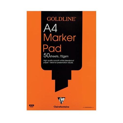 Clairefontaine Goldline Marker Pad, A4, 70gsm, Bleedproof, 50 sheets, White