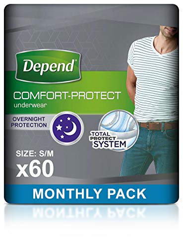 Depend Comfort Protect Incontinence Pants for Men Small/Medium - 60 Pants, Grey, S/M (Pack of 60)