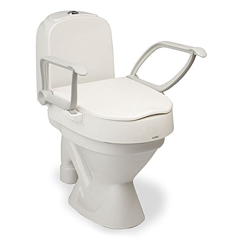 Etac Raised Toilet Seat, Height Adjustable, Mobility Aid for Bathroom with Armrests, for Elderly/Handicapped