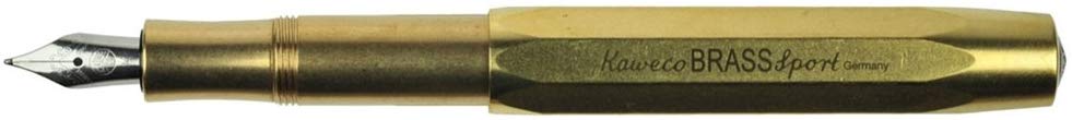 Kaweco BRASS SPORT Fountain Pen I Exclusive Brass Reservoir Pen for Ink Cartridges Including Retro Metal Box I Writing Instrument 13 cm I Nib: M (Medium)