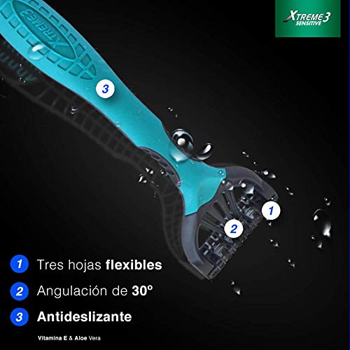 Wilkinson Sword Xtreme 3 Sensitive Disposable Razors, Pack of 6, green,black, 1 count (Pack of 6) - Image 2