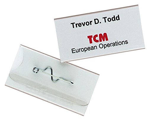 Durable Conference Pin Name Tag Badge Holders + Inserts - 100 Pack - 30 x 60mm - Easy to Attach without Damaging Clothing