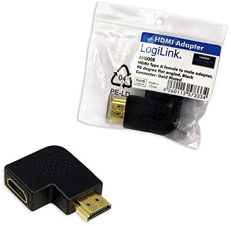 LogiLink AM to AF 90 Degree Flat Angled HDMI Adapter, black - Image 4