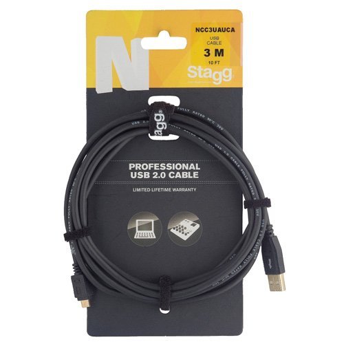Stagg 21519 3 m "A-Male to Micro A-Male" Gold Plated Connector USB 2.0 Cable - Black