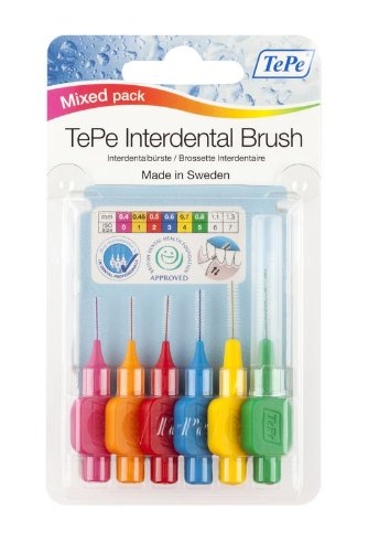 Tepe Mixed Pack Interdental Brushes - Pack of 12, Assorted, 6 count (Pack of 1)
