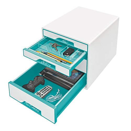 Leitz WOW Cube Storage Box with Drawers 4 Schubladen Metallic Ice Blue - Image 2