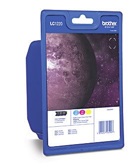 Brother LC-1220C/LC-1220M/LC-1220Y Inkjet Cartridge, Cyan/Magenta/Yellow, Multi-Pack, Standard Yield