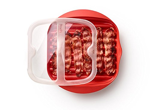 Lékué Microwave Bacon Cooker with Lid, Red, 15 x 15 x 4 cm - Image 4