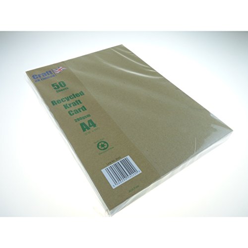 Craft UK 50 Sheets Kraft Card, Brown, Size A4, 280 GSM, A4 - 50 Sheets - Image 3