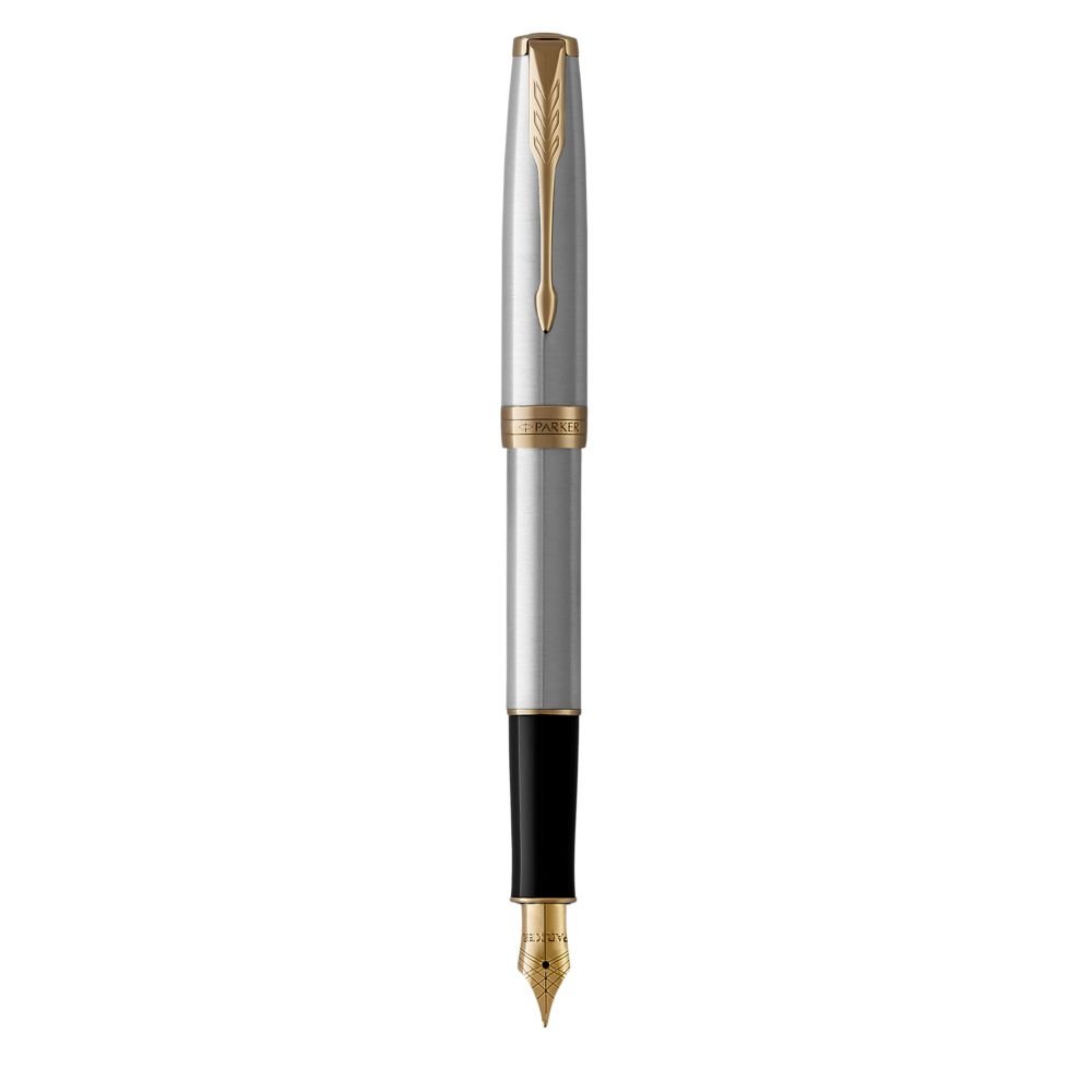 Parker Sonnet Fountain Pen, Stainless Steel with Gold Trim, Fine Nib - Image 3