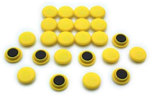 Small Yellow Planning Office Magnets for Fridge Whiteboard, Noticeboard, Filing Cabinet - Pack of 24