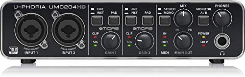 Behringer UMC204HD Audiophile 2x4, 24-Bit/192 kHz USB Audio/MIDI Interface with Midas Mic Preamplifiers, Black - Image 2