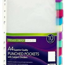 Premier Stationery H2755906 Premier Depot A4 Punched Pocket with Divider (Pack of 10)