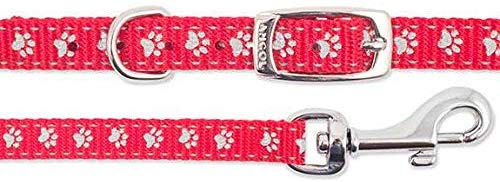 Ancol Small Bite Reflective Collar and Lead Set Blue Red Nylon Design for Puppies and Small Dogs