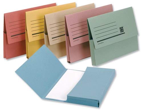 5 Star Office Document Wallets A4 Folders for Documents Half Flap (50 Pack) Red 285gsm Capacity 32mm