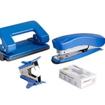 Rexel Mini Stapler and Hole Punch Set, Staple 15 Sheets, Punch 8 Sheets, Includes 1000 26/6 Staples and Stapler Remover, Assorted Colours, 2100069