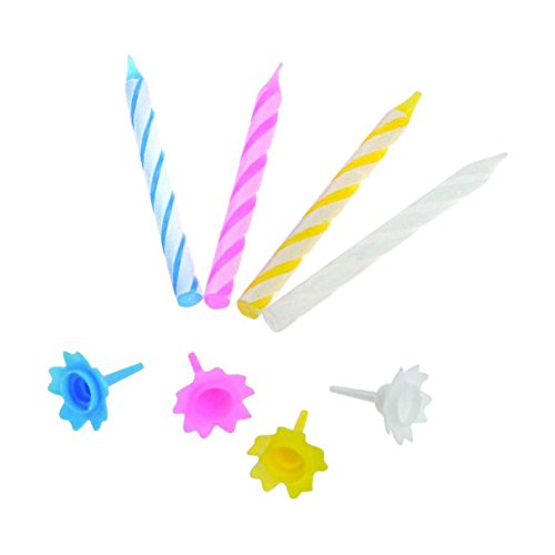 Westmark Birthday And Party Candles, 24 Pieces, Incl. Holders, Wax/Plastic, Multicolour, 52092280, Colourful, 6 x 1.5 x 1.5 cm