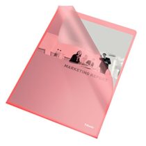 Esselte Premium Folder A4, Clear Red Matt Finish, 115 Micron Polypropylene, Box of 100, 54834