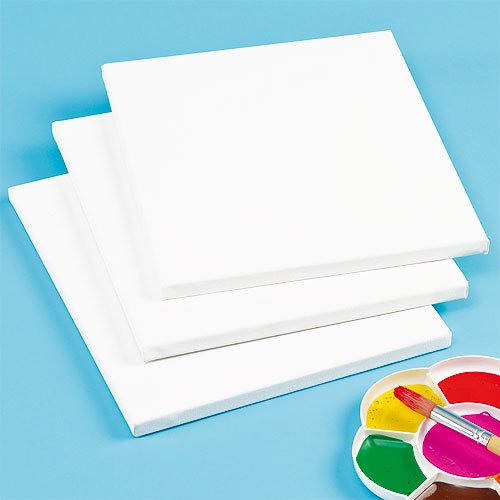 Baker Ross ET2072 Large Fabric, Primed and Stretched White Canvas for Painting Artist Work and Arts and Crafts (Pack of 2)