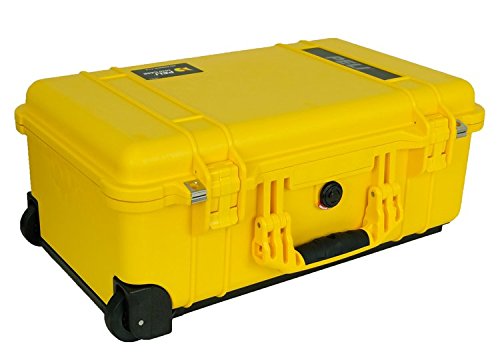 PELI 1510 Impact Resistant Carry-On Case, IP67 Watertight and Dustproof, 48L Capacity, Made in Germany, No Foam, Yellow