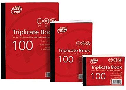 Pukka Pads 105x130mm Plain Ruled Triplicate Book (Pack of 5), Red