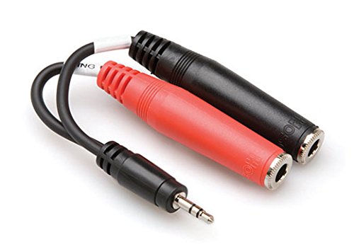 Hosa Stereo Breakout 3.5 Mm Trs to Dual 1/4 in Tsf, Black, 6"