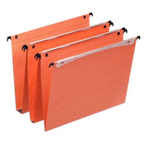 Esselte Vertical Hanging File, Multi-Folders, 15 mm background, A4, Pack of 25, Tabs included, Orange, Orgarex, 21632