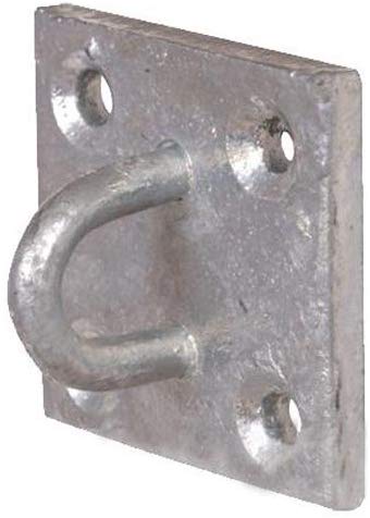 Merriway BH02050 6mm Diameter Metal Wall Anchor Staple on Plate Galvanised Rustproof Steel, 50mm (2 inch) Square