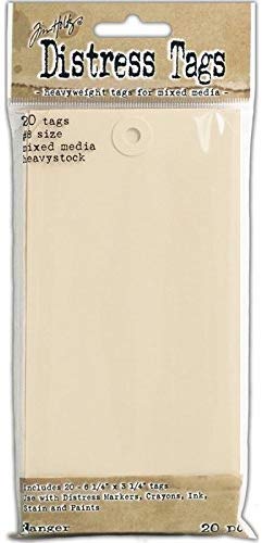 Ranger Mixed Media Tags, Beige, Pack of 20, 16 x 8 x 1.7 cm