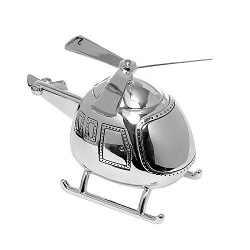 Joe Davies Deluxe Silver Plated Helicopter Money Box, Silver,black, 14 x 11 cm
