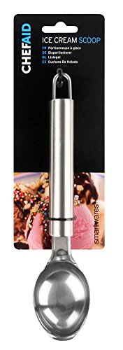 Chef Aid Stainless Steel Ice Cream Scoop, High grade Stainless Steel scoop, Perfect for frozen gelato sorbet and cookie dough