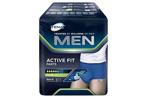 Tena Men Active Fit Pants Plus M (1 x 12 Pieces), White, Grey, Navy Blue